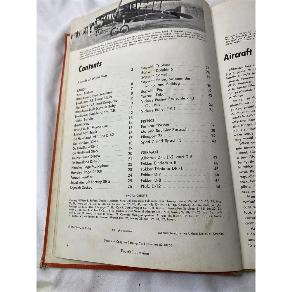 Aircraft Of World War I Fighters, Scouts, Bombers And Observation Planes 1962